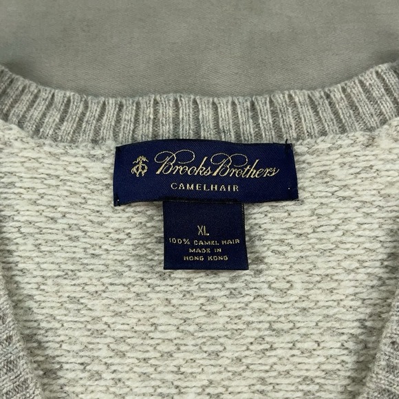 Brooks Brothers Men's XL 100% Camel Hair Sweater Vest Knit Preppy Oatmeal - Picture 4 of 8